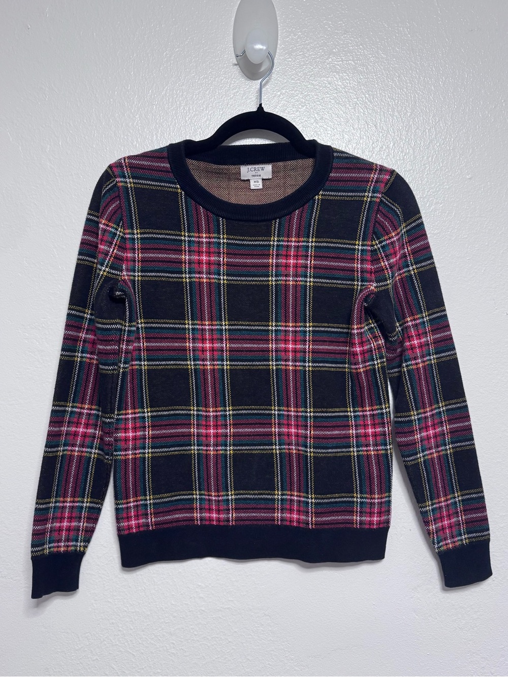 J. Crew Teddie Tartan Crewneck Sweater
